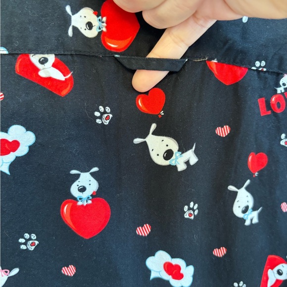 Denim & Flower Men’s Black Shirt with Hearts Puppy Dogs Love XL NWT - Picture 5 of 11